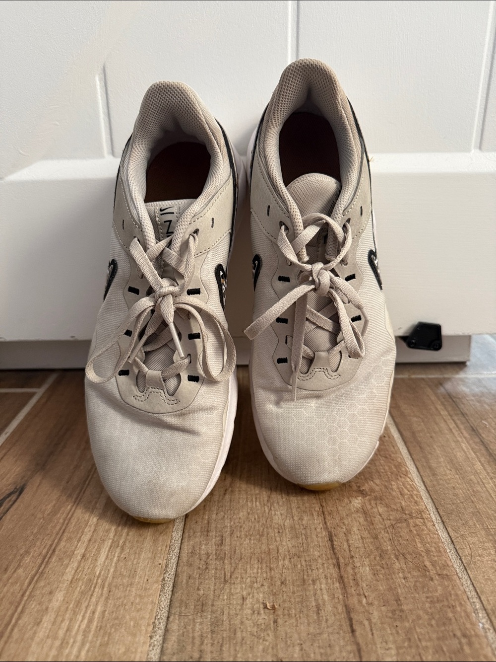 Nike leopard Neutral Beige Athletic Sneakers withBlack Swoosh